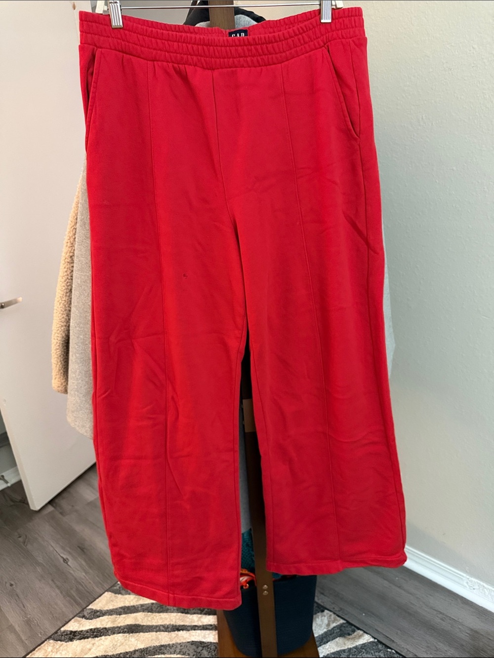 Red Wide-Leg Pull-On Joggers